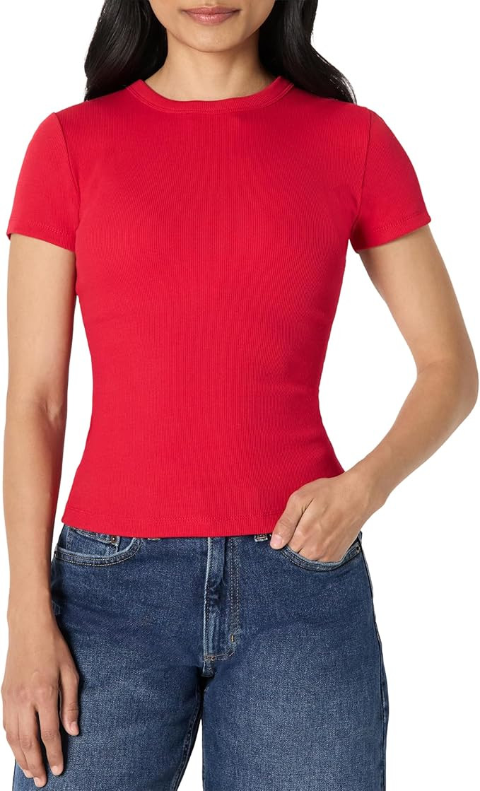 Amazon Essentials (Demi's Pick) Women's Slim-Fit Stretch Rib Short-Sleeve Tee | Amazon (US)