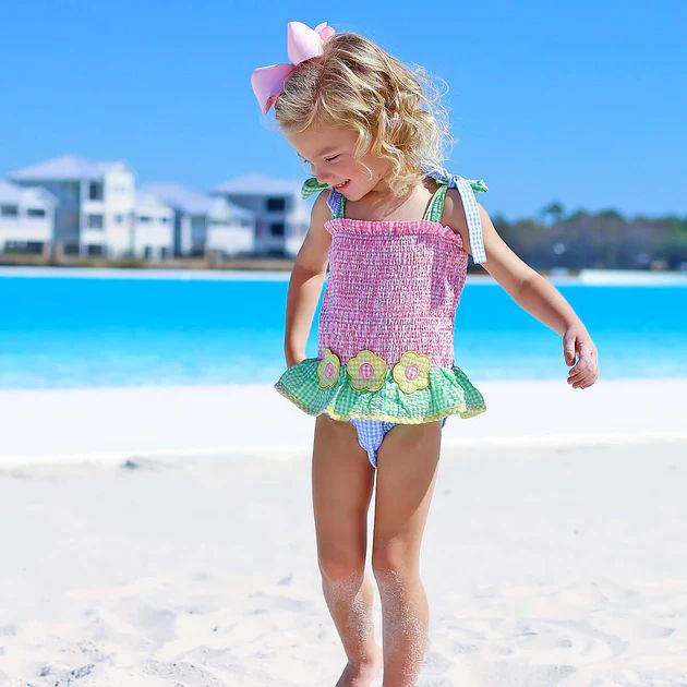 Multi Seersucker Daisy Swimsuit | Classic Whimsy