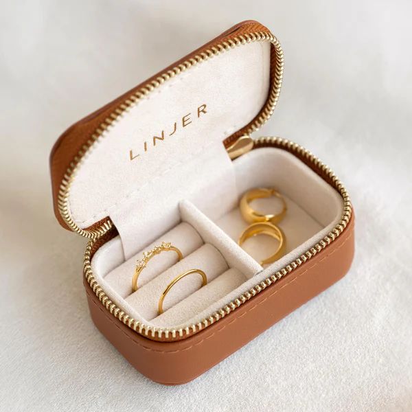 Mini Travel Jewelry Case - Cognac | Linjer