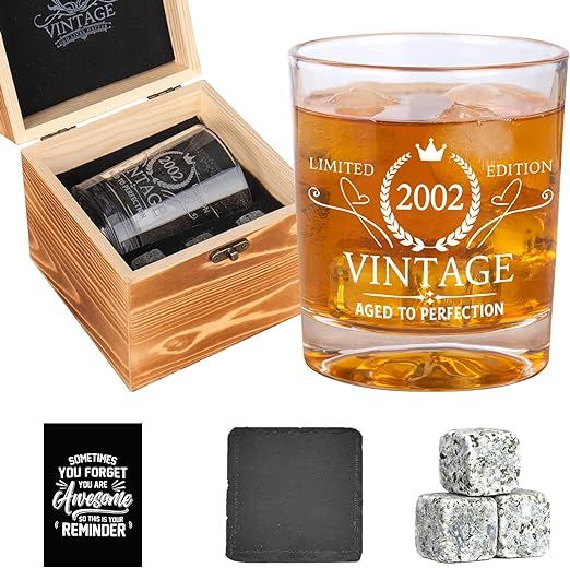 21st Birthday Gifts For Him, 2002 Whiskey Glasses, Old Fashioned Glasses, 21st Birthday Gift Idea... | Amazon (US)