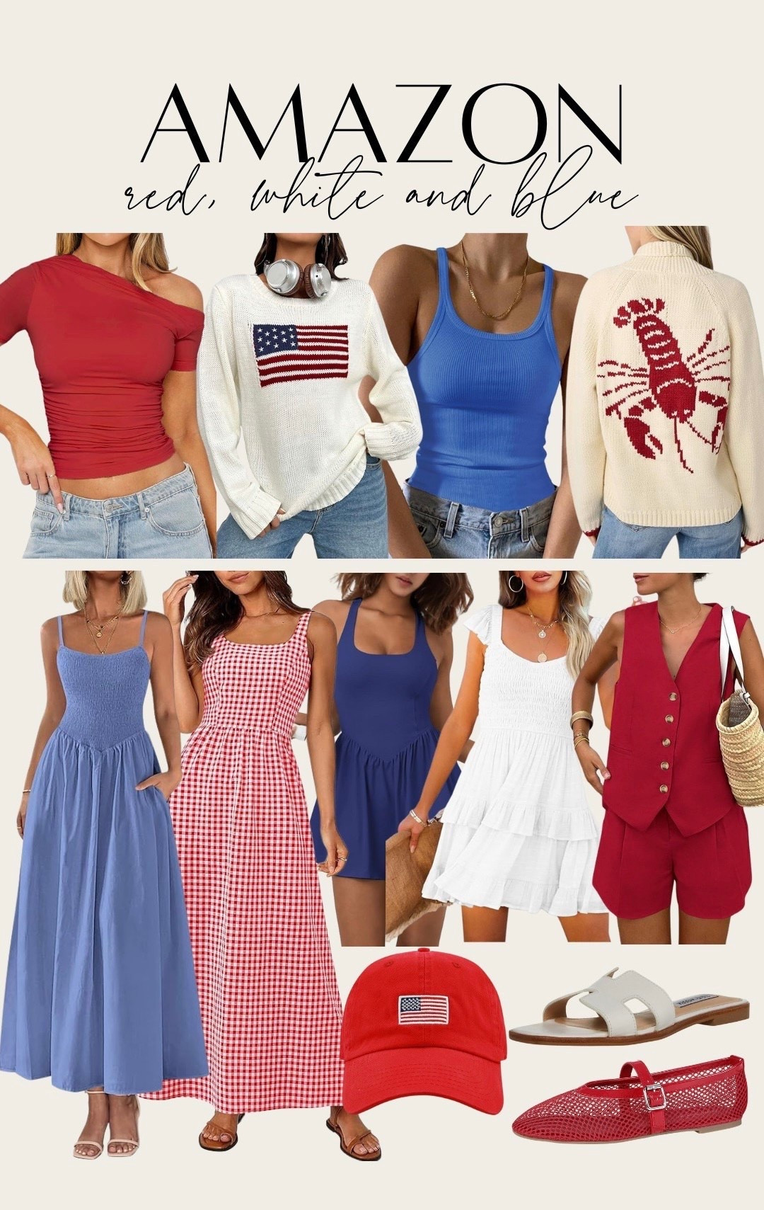 Amazon red, white and blue finds! Last minute Memorial Day weekend + Fourth of july outfit ideas