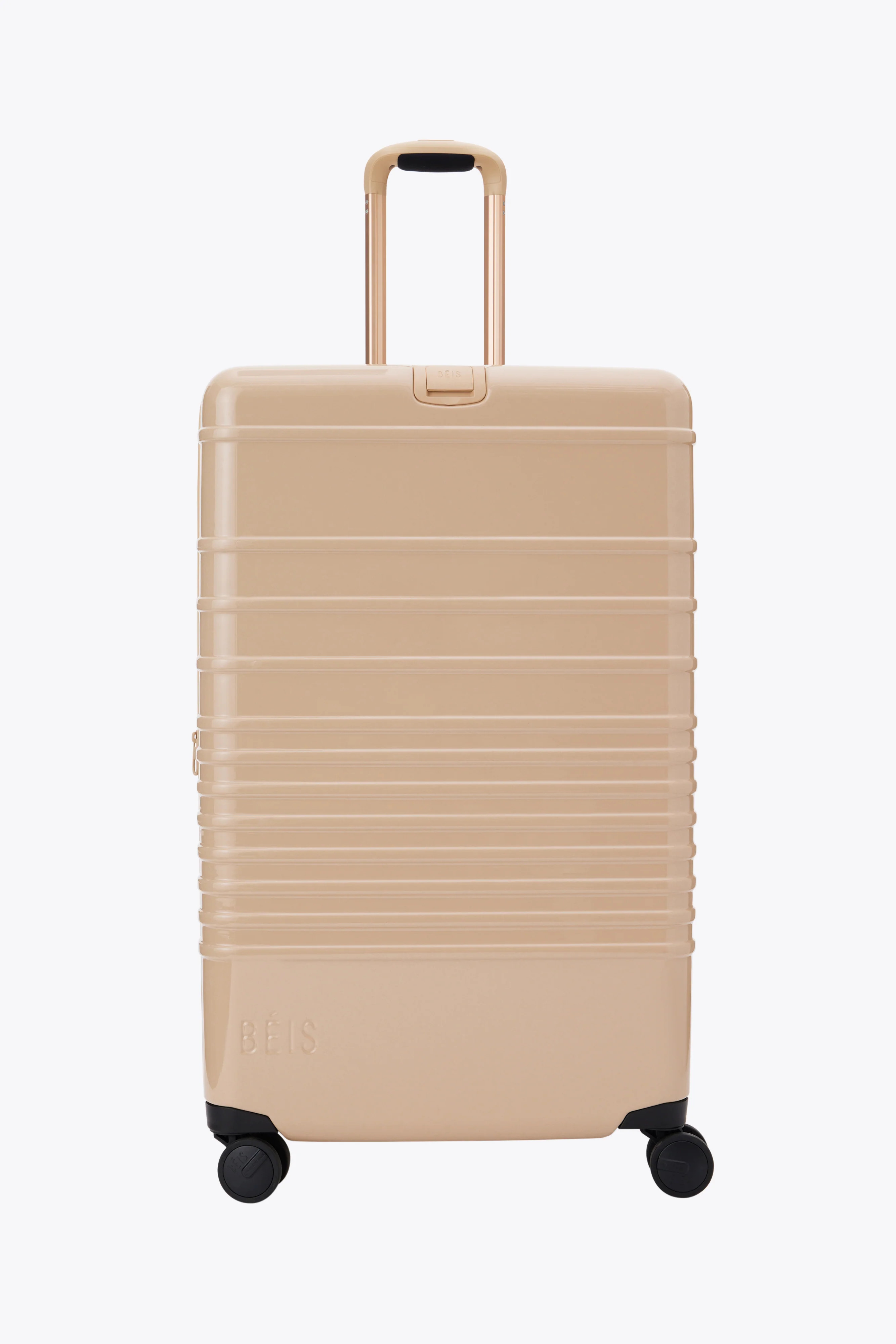 BÉIS 'The Large Check-in Roller'' in Glossy Beige - High Gloss 29 Large Check-in Roller in Beige | BÉIS Travel