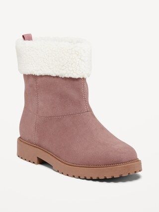 Faux-Suede Sherpa-Cuff Boots for Girls | Old Navy (CA)