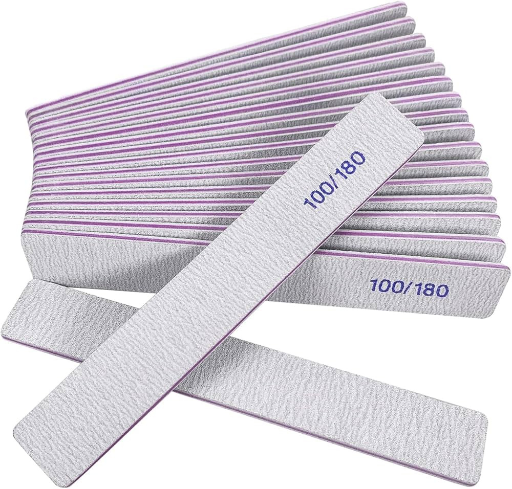 Nail Files (12 Pack), 100/180 Grit Emery Boards Nail File for Natural Nails and Acrylic Nails, Do... | Amazon (US)