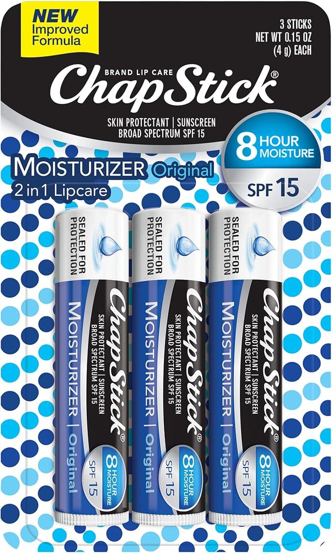 ChapStick Lip Moisturizer and Skin Protectant (Original Flavor, 1 Blister 3 Count) Lip Balm Tube,... | Amazon (US)