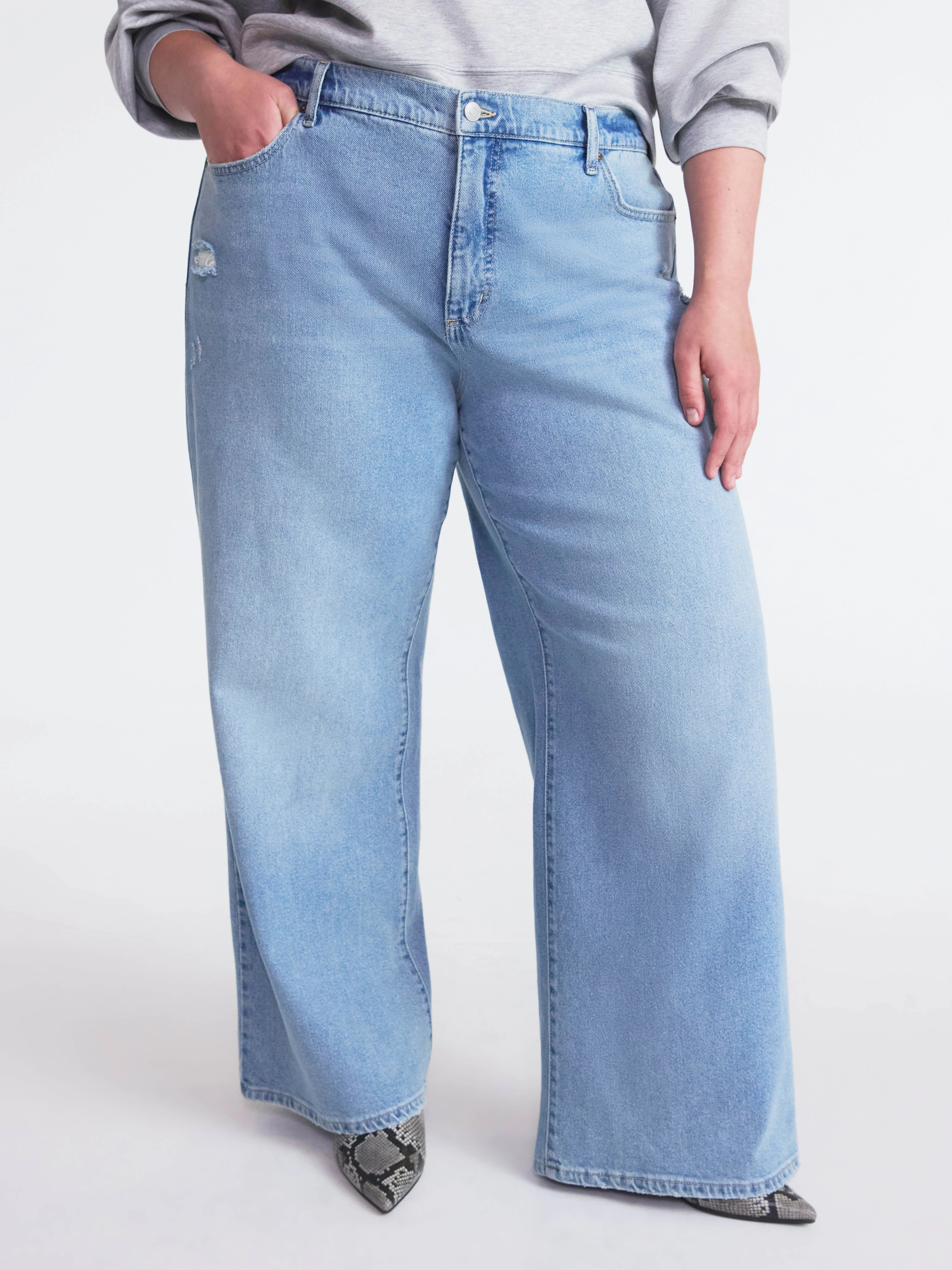 Scoop Women’s and Women’s Plus Baggy Wide Leg Jeans, Sizes 0-26 | Walmart (US)