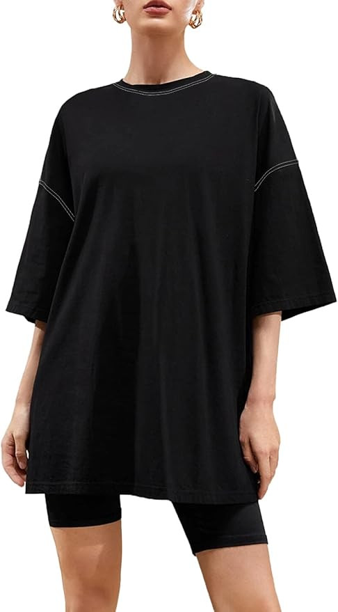 FSHAOES Womens Oversized T-Shirt Summer Casual Short Sleeve Loose Crewneck Half Sleeve Shirts Tun... | Amazon (US)