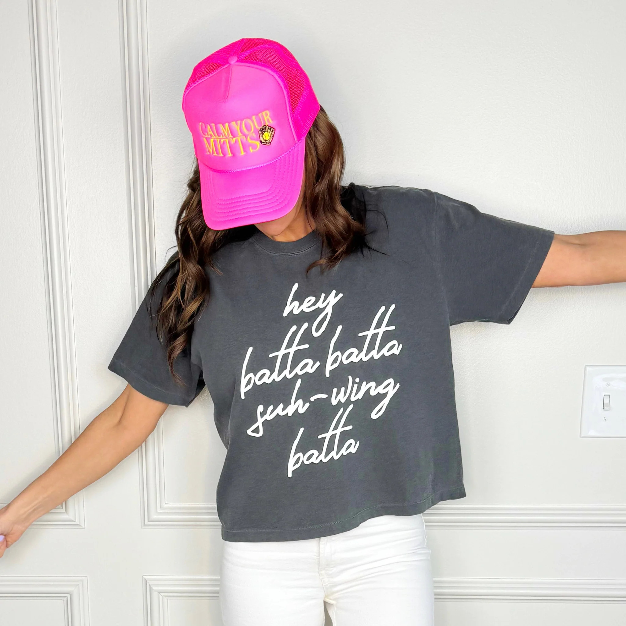 Hey Batta Swing Batta Puff Cropped Tee | Poppy & Pine