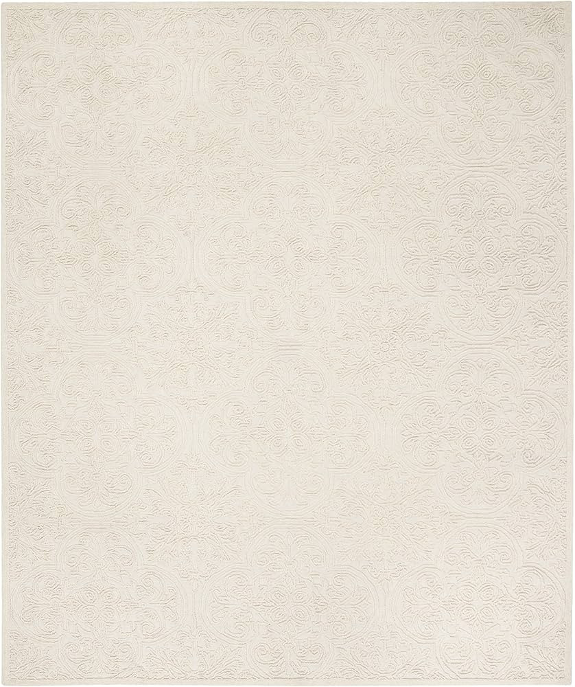 SAFAVIEH Trace Collection X-Large Area Rug - 11' x 15', Ivory, Handmade Wool, Ideal for High Traf... | Amazon (US)