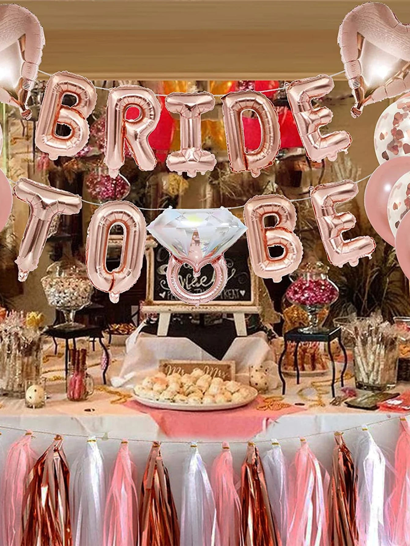 53pcs Bridal Shower Party Decorative Balloon Set, Rose Gold Backdrop Balloon For Party Decor | SHEIN