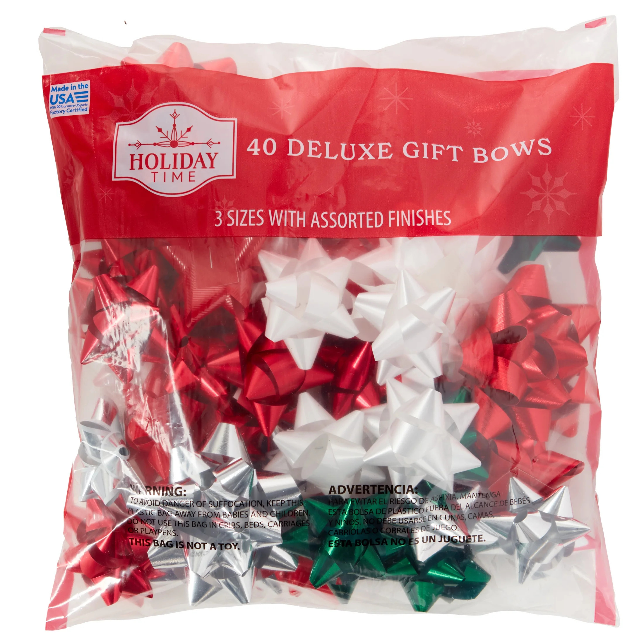 Multicolor Joyel Christmas Deluxe Gift Bows Bag, 40 Count, by Holiday Time | Walmart (US)