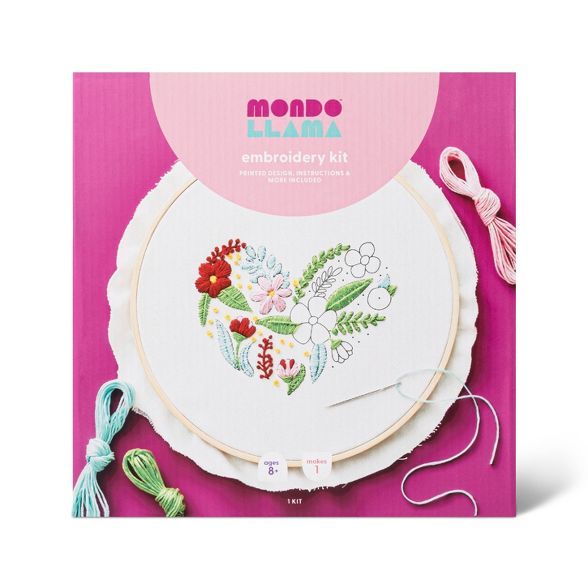 Floral Heart Valentine's Day Embroidery Kit - Mondo Llama™ | Target