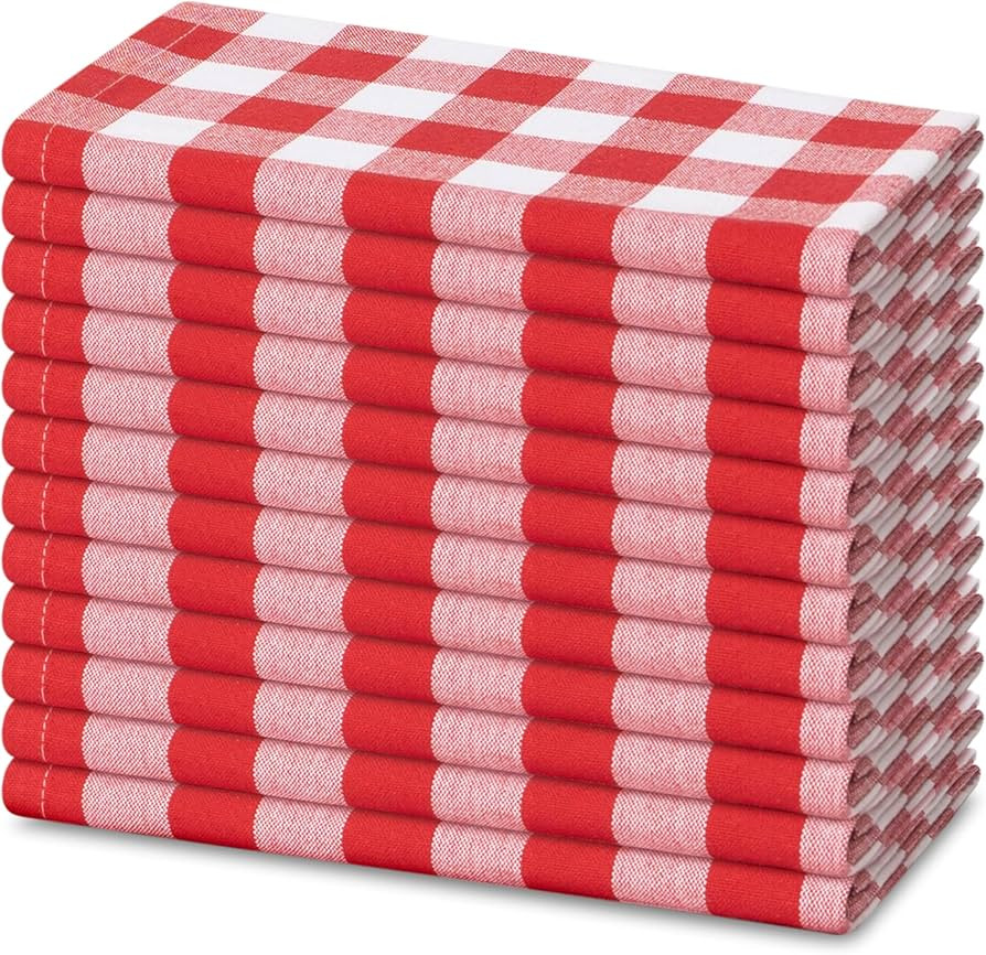 Blue Needles Gingham Buffalo Plaid Cloth Napkins 100% Cotton Set of 12 Dinner Table Napkins 18x18... | Amazon (US)