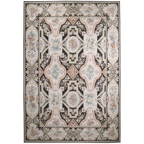 One-of-a-Kind Hand-Knotted 10' X 14' Wool Area Rug in Black/Ivory/Red | Wayfair North America