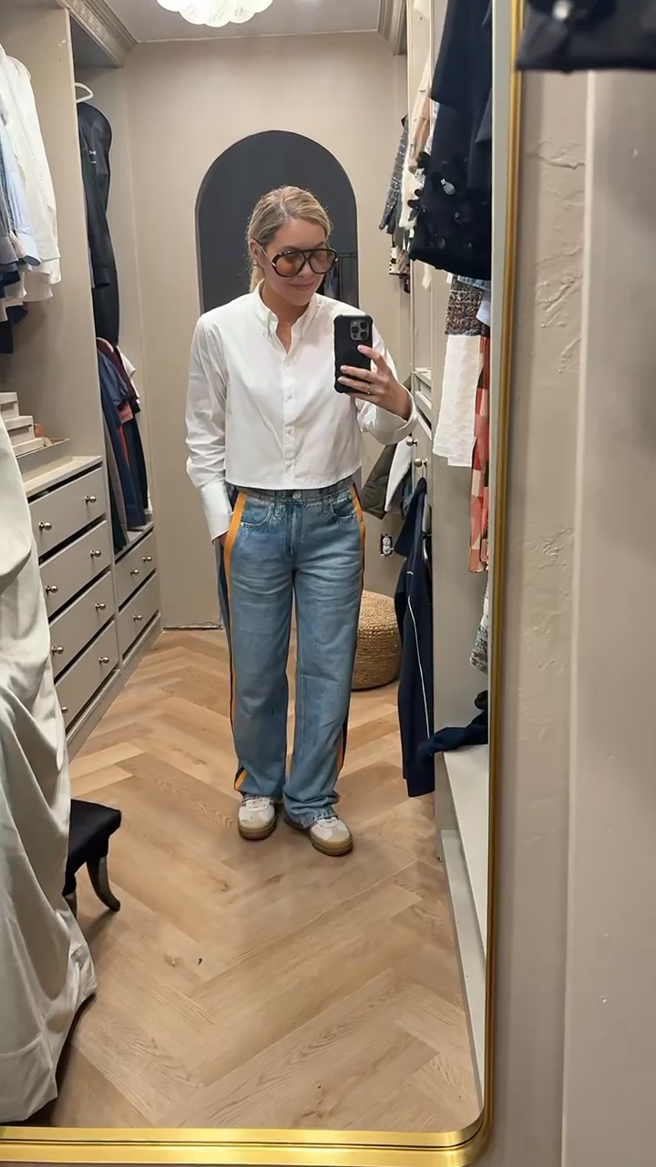 This cropped button down seems so luxe but is $20 on Amazon! And these are the viral pj jeans - I’m obsessed!

#LTKdayinmylife #LTKOver40 #LTKootd