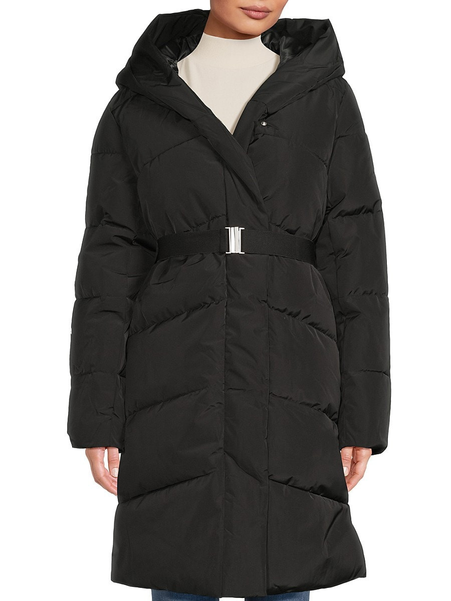 Rebecca Minkoff Women's Belted Quilted Longline Puffer Jacket - Black - Size M | Saks Fifth Avenue OFF 5TH