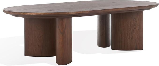 SAFAVIEH Couture Collection Barnard Walnut Oval Solid Wood Coffee Table | Amazon (US)