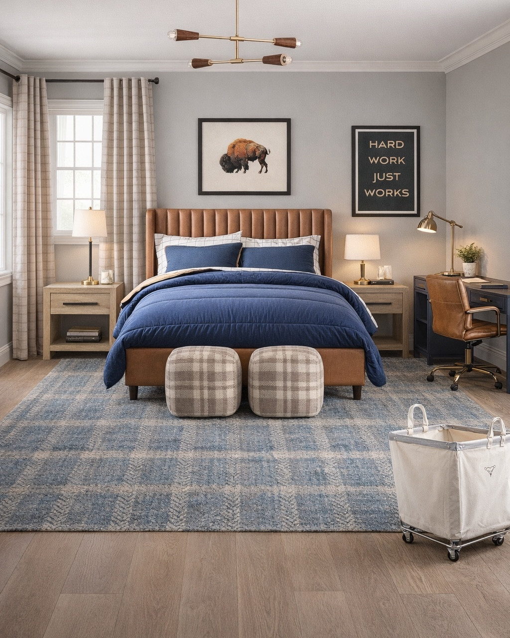 ✨Guys Bedroom✨
Blues and natural wood, mixed with leather and plaid 

#LTKHome #LTKKids #LTKMens