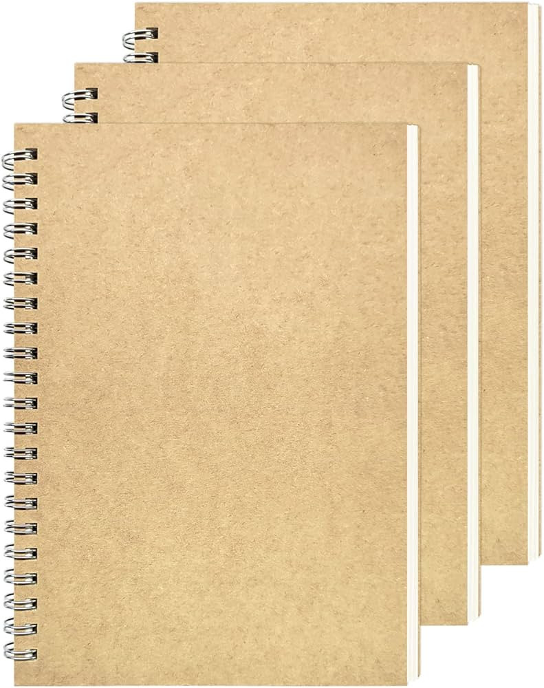 DSTELIN Blank Spiral Notebook, 3-Pack, Soft Cover, Sketch Book, 100 Pages / 50 Sheets, 7.5 inch x... | Amazon (US)