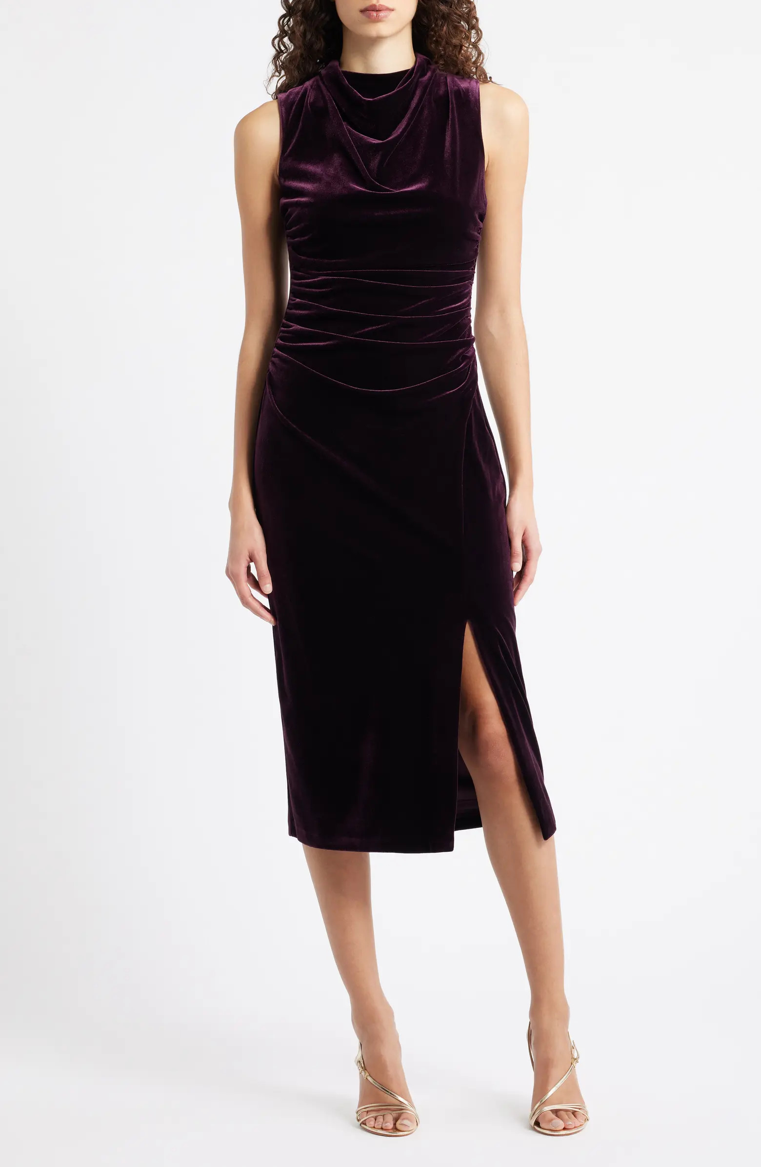 Cowl Neck Velvet Midi Dress | Nordstrom