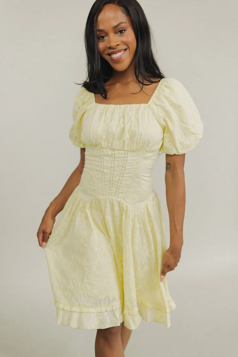 Anastasia Lace Dress In Buttercup | Henly