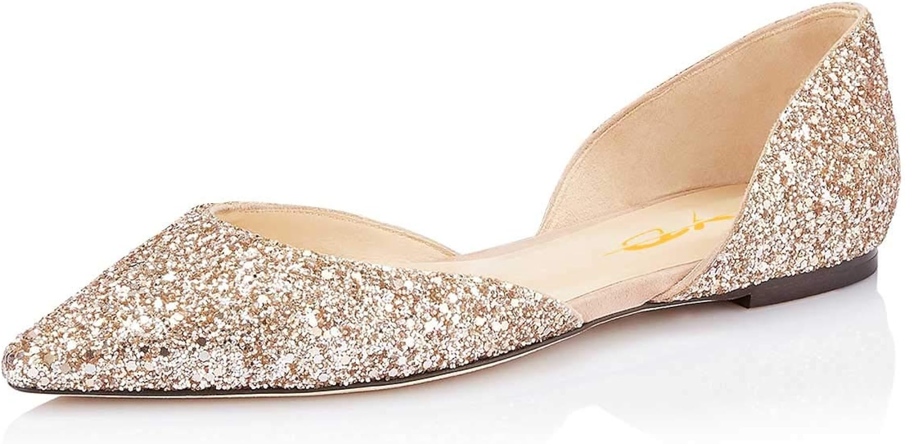 XYD Women's Fashion Glitter Ballet Flats Closed Pointed Toe Dorsay Shoes Low Heel Slip on Casual ... | Amazon (US)