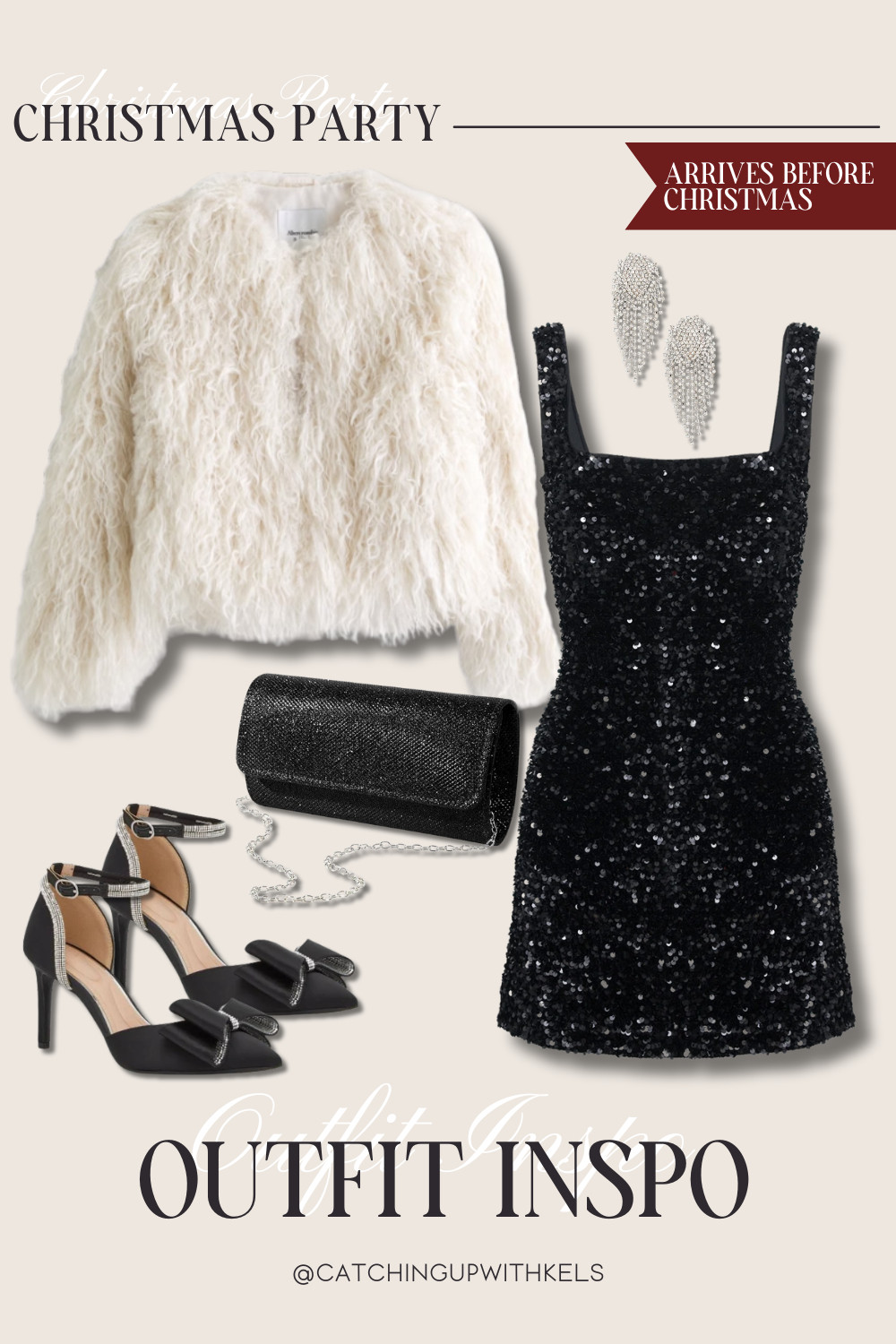 Christmas party outfit inspo! A little black sequin dress + cozy faux fur = instant festive glam. All pieces linked and arrive before Christmas! 

 #LTKHoliday #LTKootd #LTKSeasonal