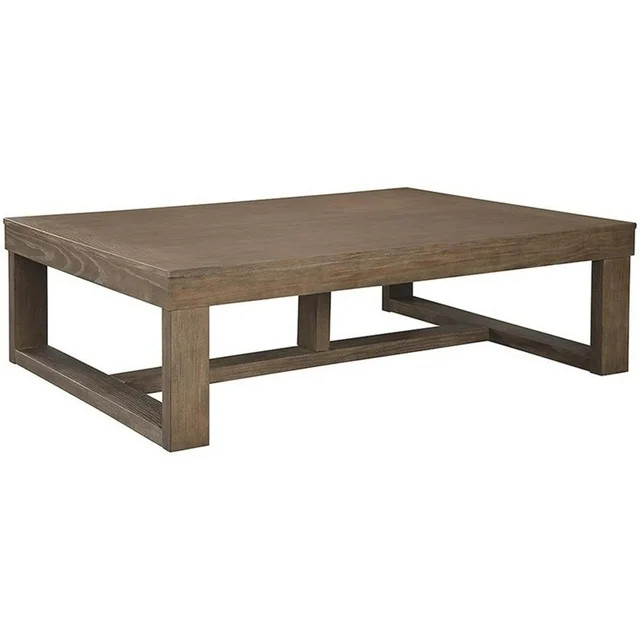 Ashley Furniture Cariton Plank Effect Bold Blocky Wood Coffee Table, Grayish Brown | Walmart (US)