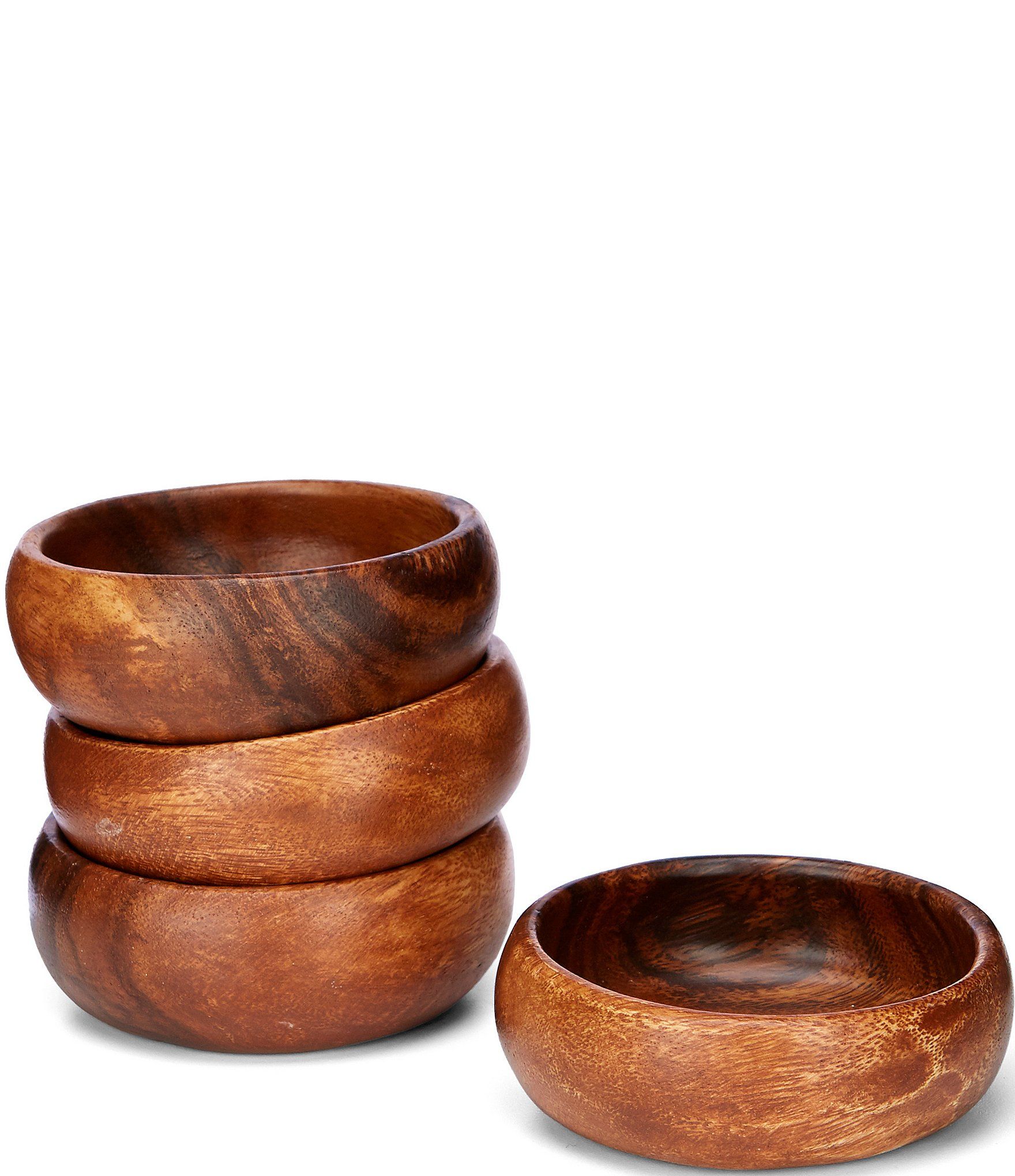 Acacia Wood Round Snack Bowls, Set of 4 | Dillards