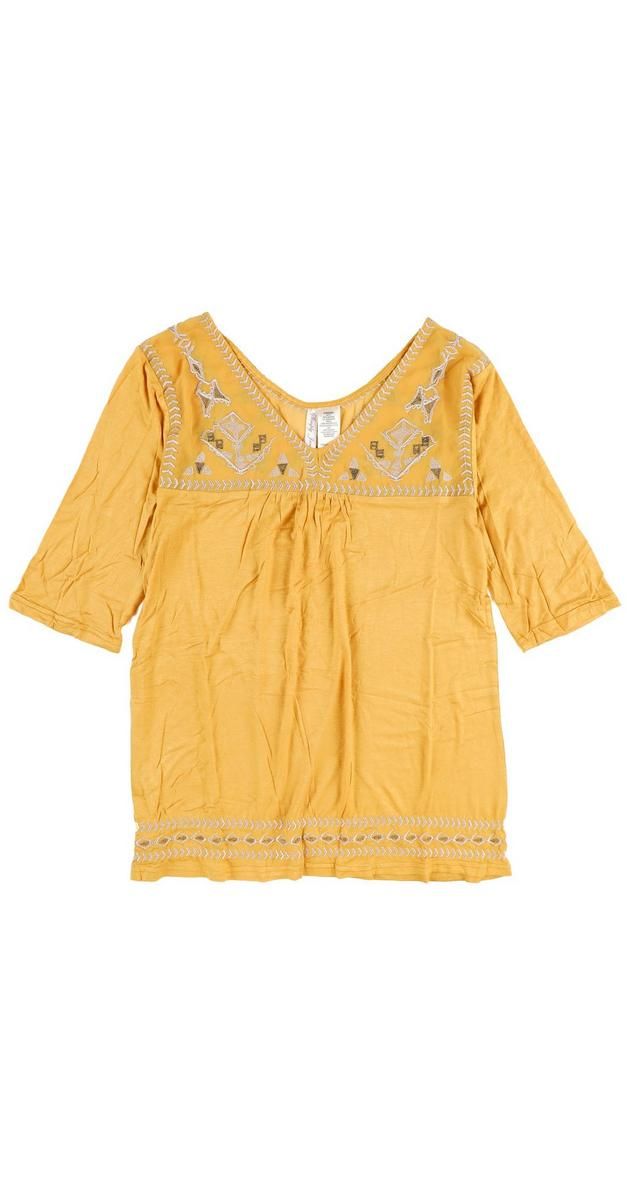 Women's Embroidered Blouse - Yellow-yellow-1355556762170  | Burkes Outlet | bealls