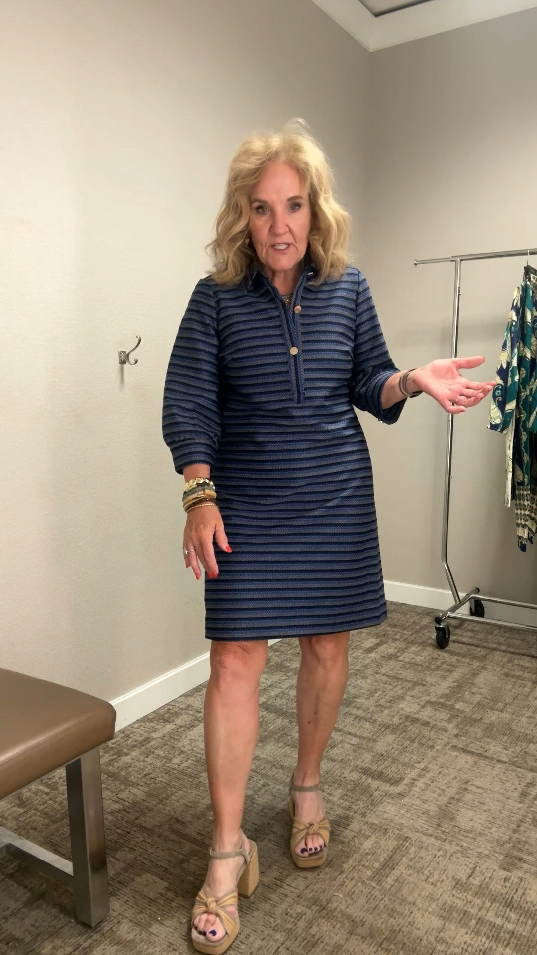Striped metallic dress by Tyler Boe st Dillards. Wearing a medium 

#LTKTravel #LTKOver40 #LTKWorkwear