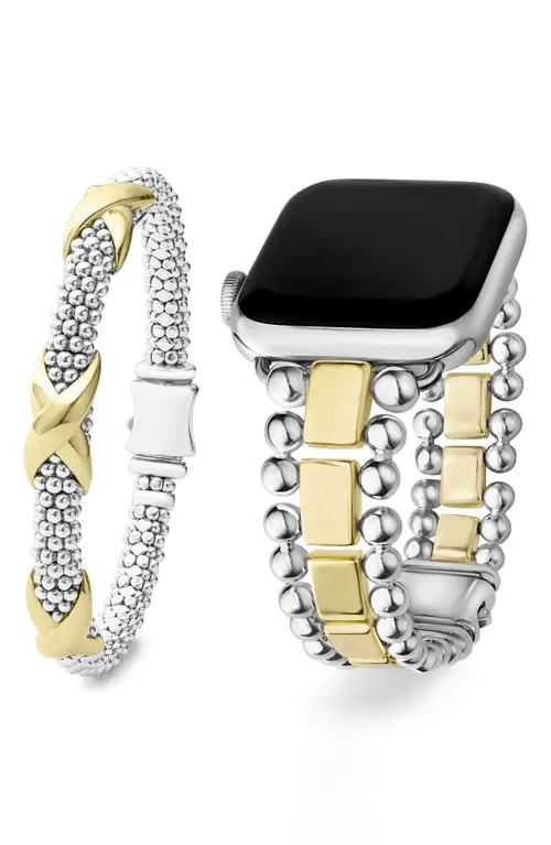 LAGOS Caviar Apple Watch® Band & Station Bracelet Set in Silver at Nordstrom | Nordstrom