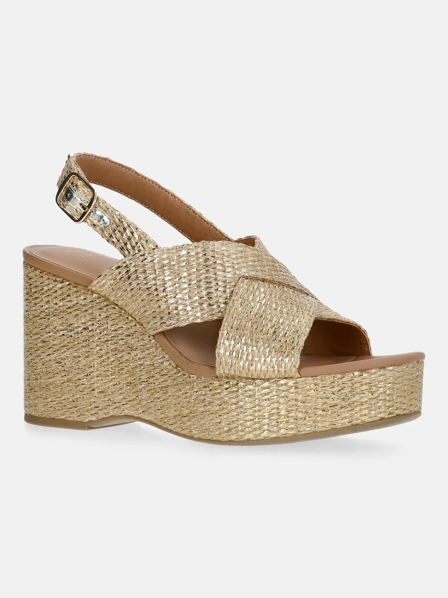 Time and Tru Women's Crossband Wedge Sandals | Walmart (US)
