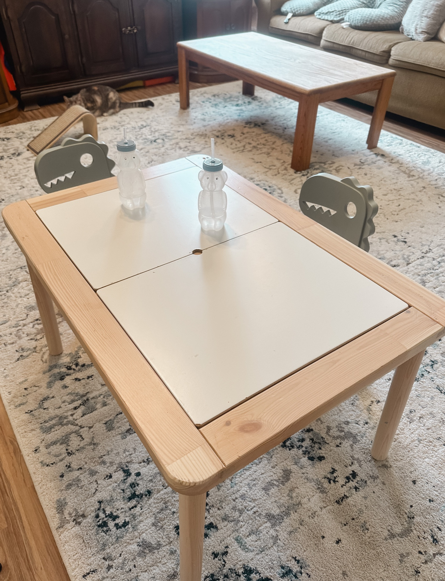 Sensory table with bins and toddler dinosaur chairs 

#LTKkids #LTKhome #LTKfamily