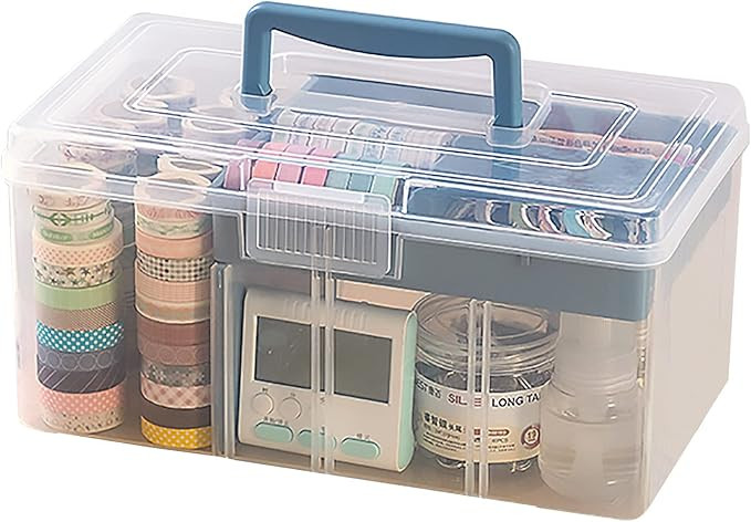 Amazon.com: FOREVERIE Clear Plastic Arts & Craft Supplies Organizer Box Large with a Removable Tr... | Amazon (US)