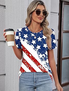 TCOT Women's Tops Summer Short Sleeve Crew Neck Shirts Dressy Casual Blouses for Women S-3XL | Amazon (US)