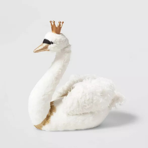 Plush Swan with Crown Decorative Figurine White - Wondershop™ | Target