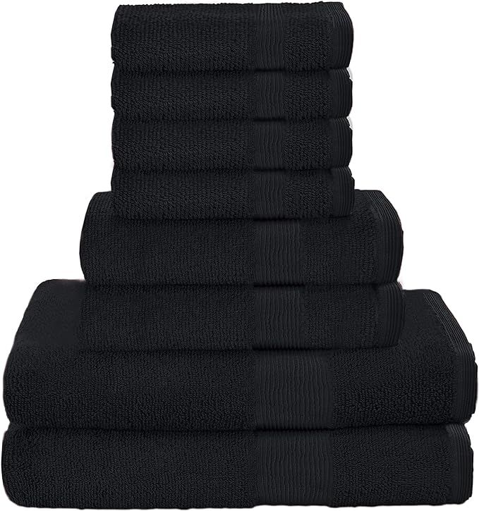 Elvana Home 8 Piece Towel Set 100% Ring Spun Cotton, 2 Bath Towels 27x54, 2 Hand Towels 16x28 and... | Amazon (US)