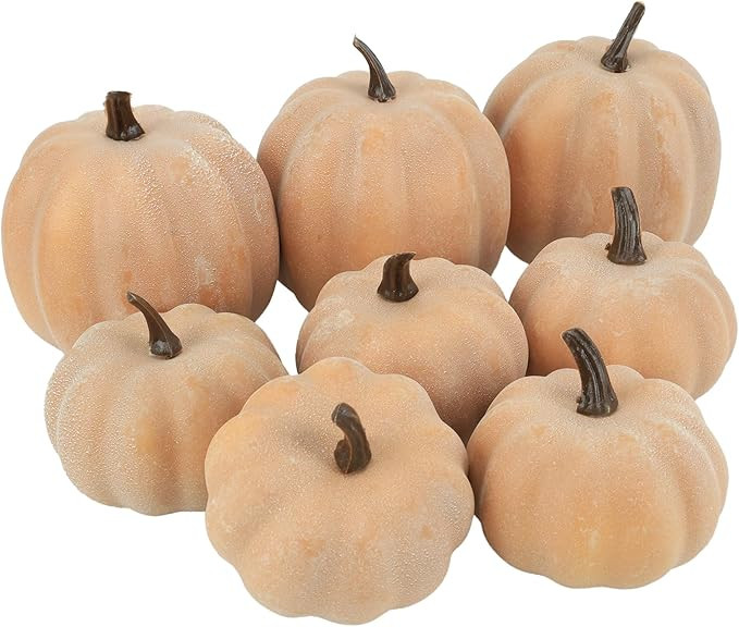 Fake Pumpkins, 8 Pcs Orange Artificial Pumpkins, Plastic Pumpkins for Halloween and Thanksgiving ... | Amazon (US)