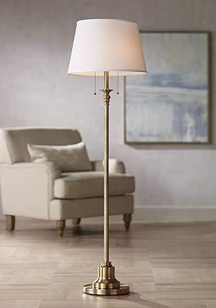 360 Lighting Spenser Traditional Floor Lamp Standing 58" Tall Brushed Antique Brass Gold Metal Th... | Amazon (US)