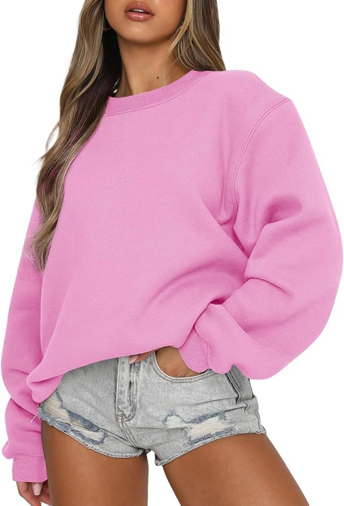 EFAN Womens Sweatshirts Long Sleeve Crew Neck Pullover Sweatshirt Casual Outfits 2023 Fall Clothes | Amazon (US)