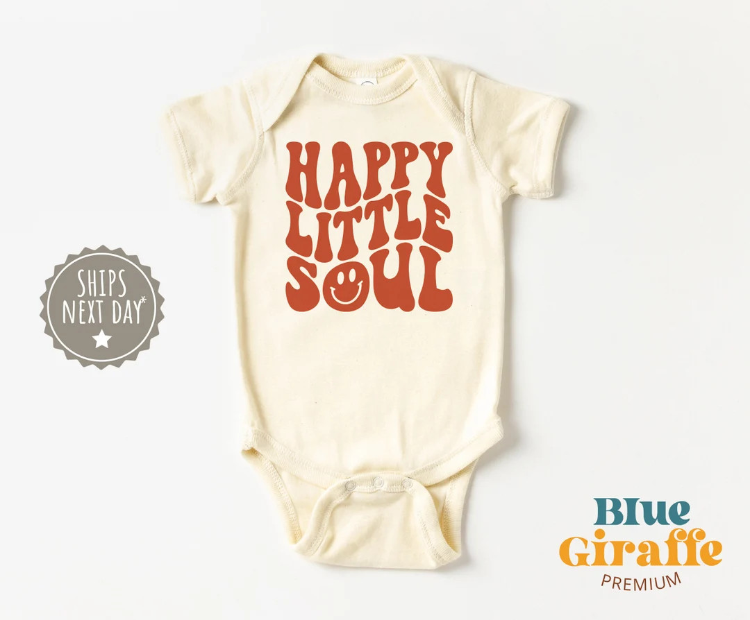 Happy Little Soul Onesie®, Cute Retro Positivity Bodysuit, Happy Baby Onesie® | Etsy (US)
