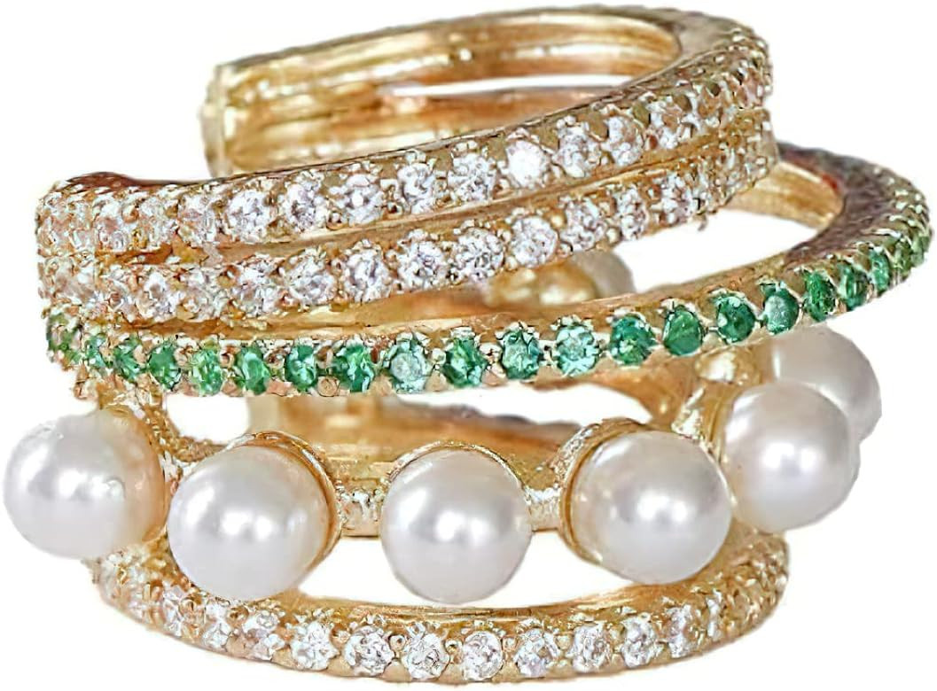 MOEPAPA Pearl Ear Cuff Earrings for Women 14K Gold Ear Cuffs for Non Pierced Ears Cartilage Earri... | Amazon (US)