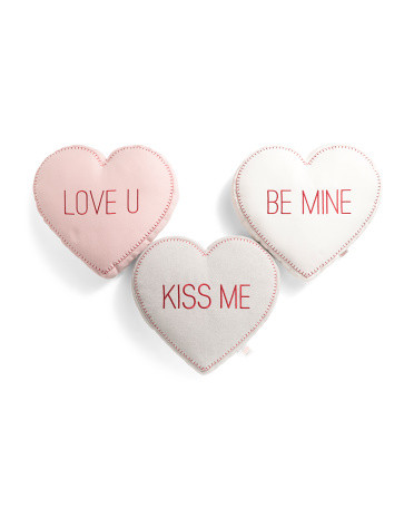 3Pk Conversation Heart Pillows | TJ Maxx