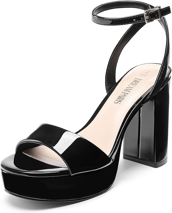 DREAM PAIRS Platform High Heels for Women Chunky Round Open Toe Ankle Strap Stylish Heeled Sandal... | Amazon (UK)