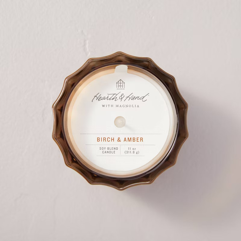 Birch & Amber Fluted Amber Glass Candle - Hearth & Hand™ with Magnolia | Target