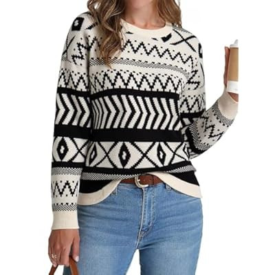Dokotoo Women's Long Sleeve Crewneck Sweater 2025 Pullover Knit Tops Co… | Amazon (US)