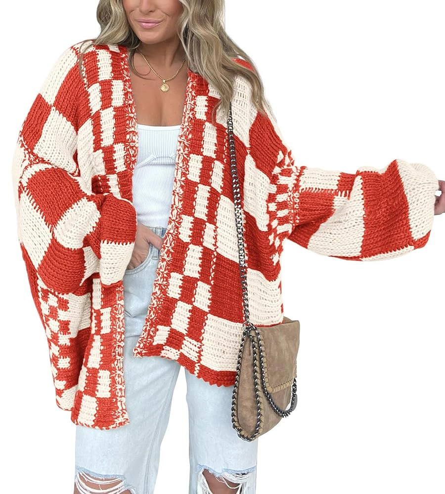BTFBM Casual Cardigan Sweater for Women Fall 2025 Long Sleeve Open Front Chunky Knit Sweaters Che... | Amazon (US)