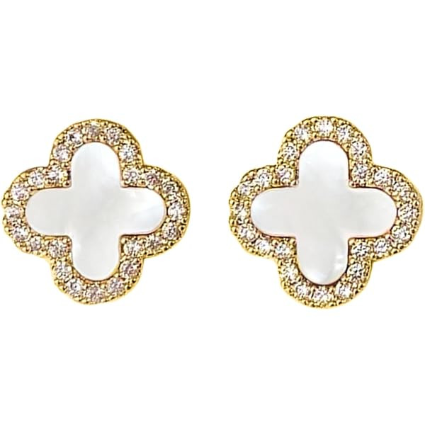 Four Leaf Clover Earrings Silver Needle Clover Earrings Full of Diamond Zircon Anti-Allergy Jewel... | Amazon (US)