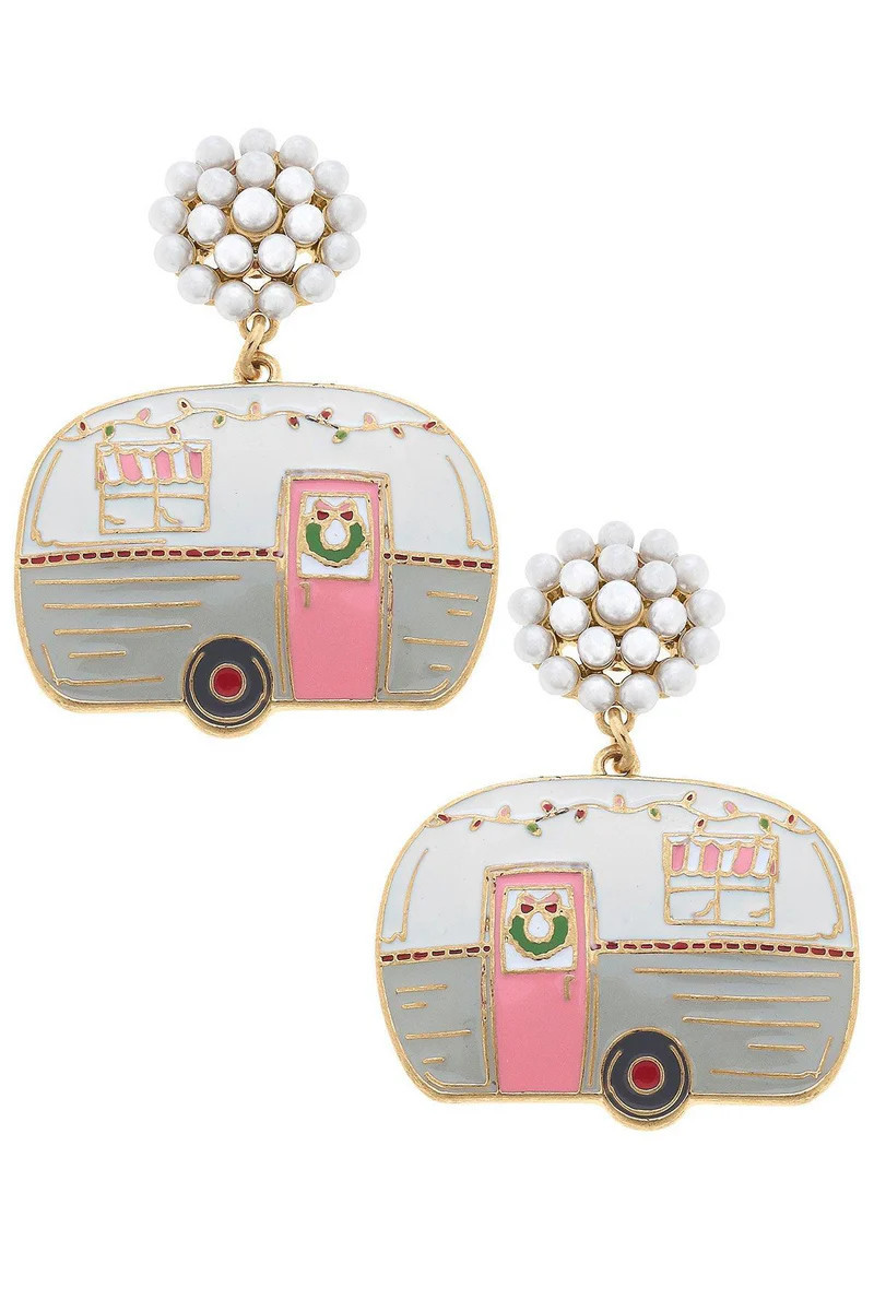 Festive Vintage Airstream Enamel Earrings | CANVAS